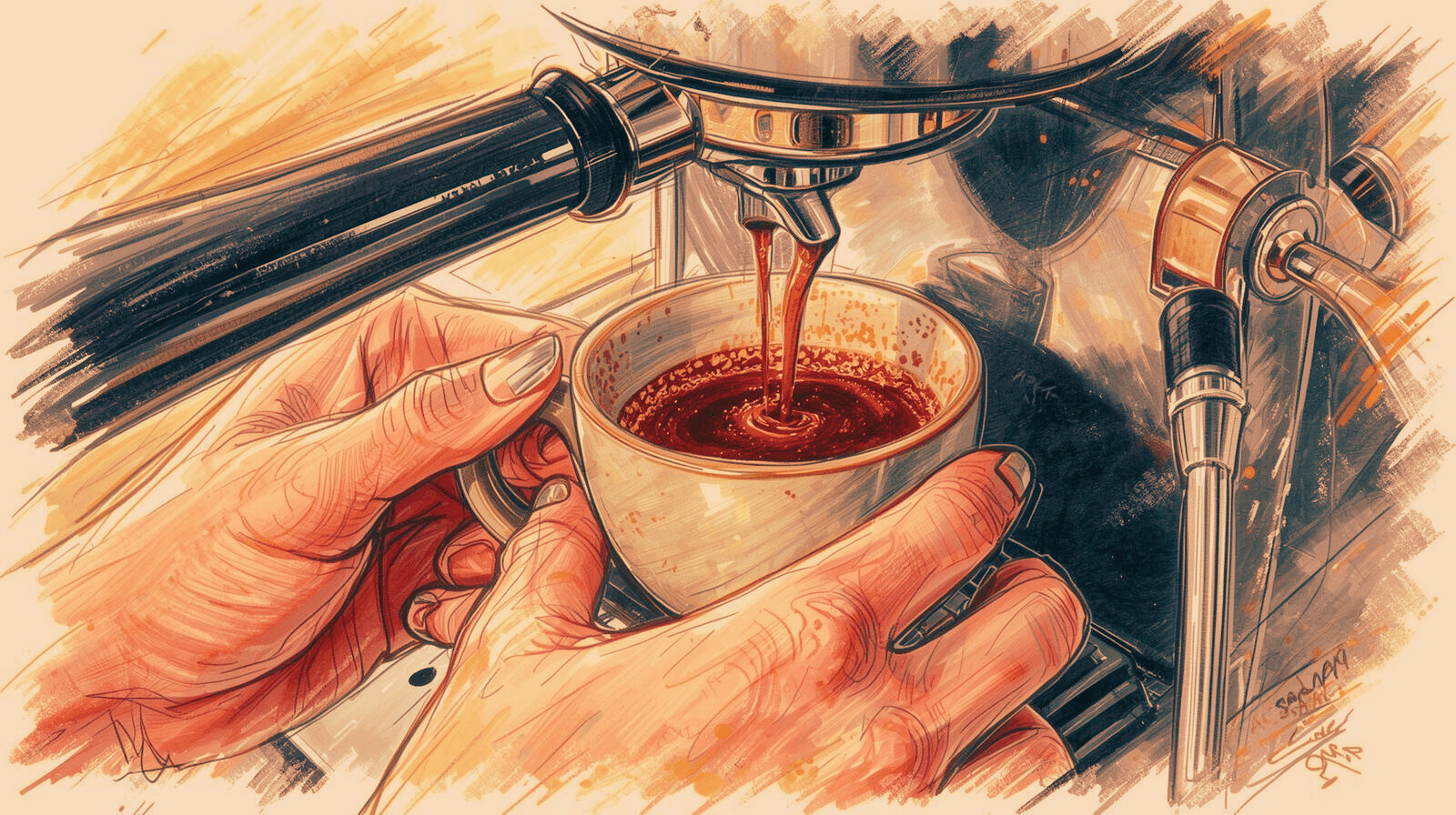 Animated woman drinking coffee