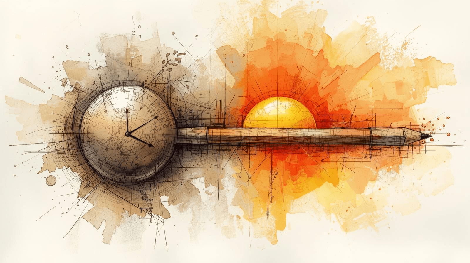 Illustration of a person moving through a day from morning coffee to evening sunset