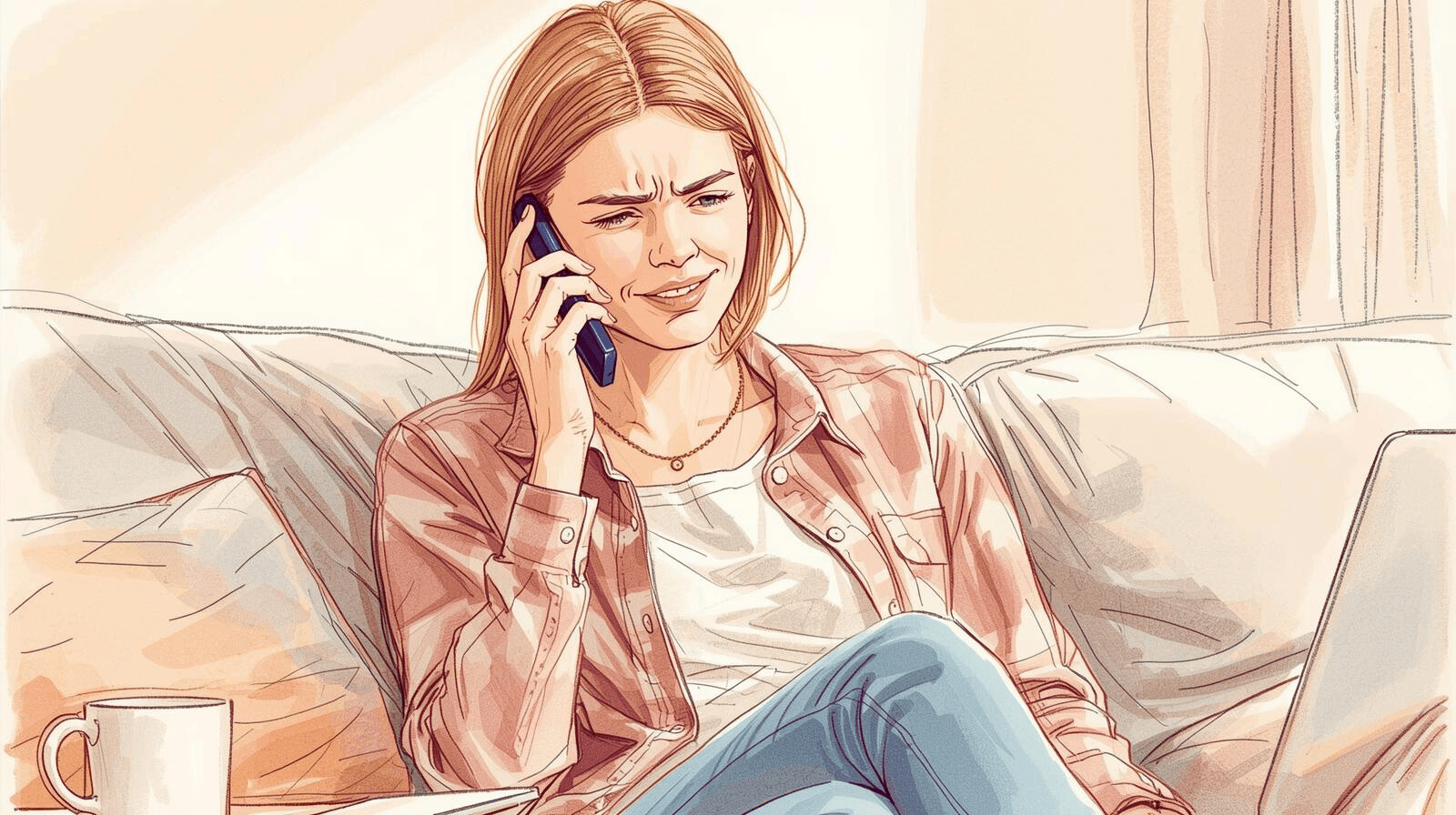 Illustration of a phone screen filled with deleted voice notes, a blinking red record icon, and background noise icons