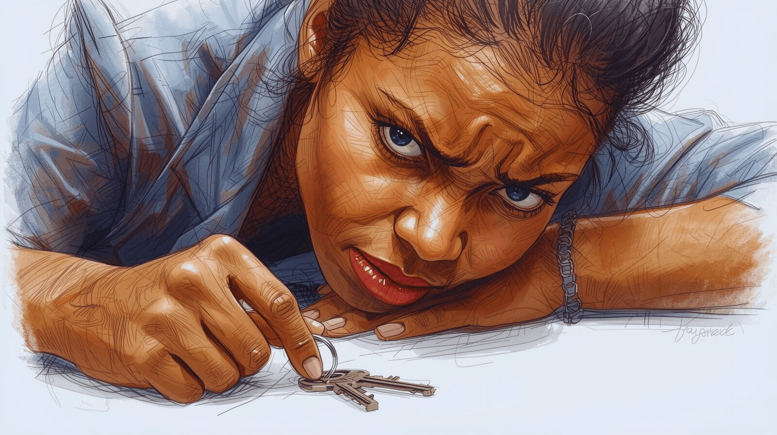 Illustration of a commuter digging through pockets by the door